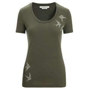 Dámské triko Icebreaker Women Tech Lite II SS Scoop Tee Swarming Shapes Velikost: S / Barva: zelená