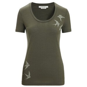 Dámské triko Icebreaker Women Tech Lite II SS Scoop Tee Swarming Shapes Velikost: M / Barva: zelená