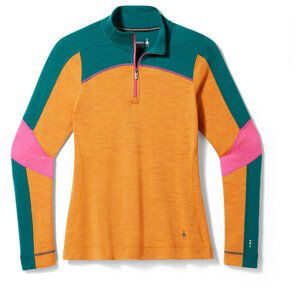 Dámské funkční triko Smartwool W Classic Thrml Mrn Bl Colorbl 1/4 Zip B Velikost: L / Barva: oranžová