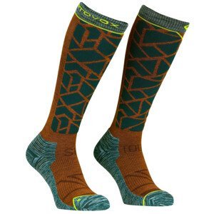 Pánské podkolenky Ortovox Ski Tour Comp Long Socks M Velikost ponožek: 45-47 / Barva: oranžová/šedá