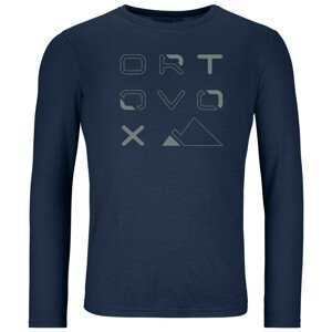 Pánské triko Ortovox 185 Merino Brand Outline Ls M Velikost: L / Barva: modrá