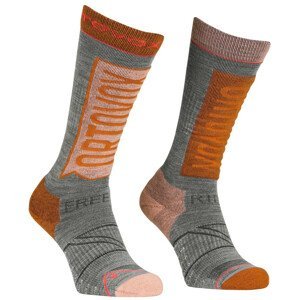 Dámské ponožky Ortovox Free Ride Long Socks W Velikost ponožek: 35-38 / Barva: šedá/oranžová