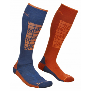 Pánské ponožky Ortovox Ski Compression Socks Velikost ponožek: 45-47 / Barva: modrá/oranžová