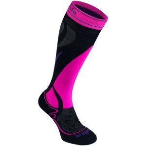 Dámské podkolenky Bridgedale Ski Midweight Women's Velikost ponožek: 35-37 / Barva: černá/růžová