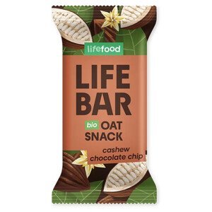 Tyčinka Lifefood Lifebar Oat Snack s kousky čokolády a kešu BIO 40 g Příchuť: čokoláda / Barva: hnědá