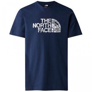 Pánské triko The North Face M S/S Woodcut Dome Tee Velikost: XL / Barva: modrá