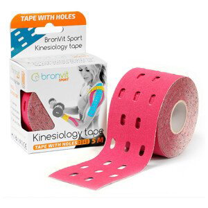 Tejpovací páska BronVit Sport Kinesio Tape děrovaný Barva: růžová