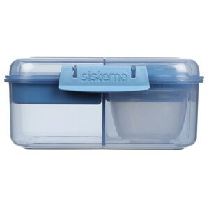Box na svačinu Sistema OBP To Go Tříkomorová krabička s nádobou na jogurt a 2 tácky 1,25 l Barva: modrá