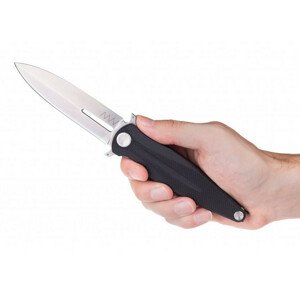 Nůž Acta Non Verba Z400 Stonewash/Plain Edge, G10/Liner Lock Barva: černá