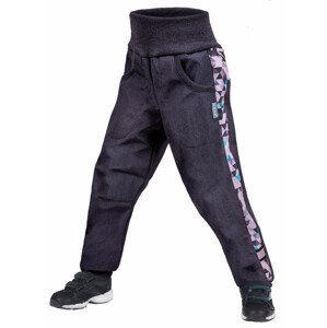 Dětské softshellové kalhoty Unuo Fleece Street žíhané Dětská velikost: 122-128 / Barva: šedá/modrá