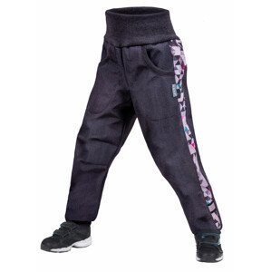 Dětské softshellové kalhoty s fleecem Unuo Street žíhané Dětská velikost: 122-128 / Barva: šedá/růžová