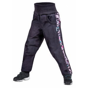Dětské softshellové kalhoty s fleecem Unuo Street žíhané Dětská velikost: 146-152 / Barva: šedá/růžová