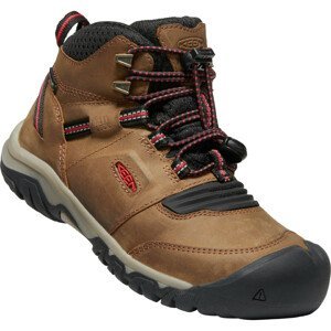 Dětské boty Keen Ridge Flex Mid Wp Youth Dětské velikosti bot: 34 / Barva: červená/hnědá