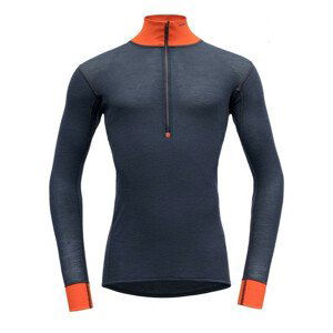 Pánské funkční triko Devold Wool Mesh Man Half Zip Neck Velikost: L / Barva: černá/oranžová