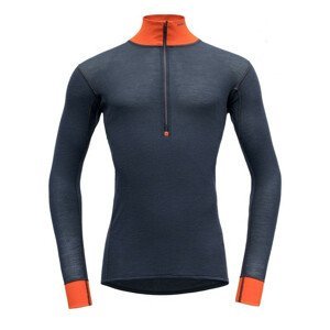 Pánské funkční triko Devold Wool Mesh Man Half Zip Neck Velikost: M / Barva: černá/oranžová