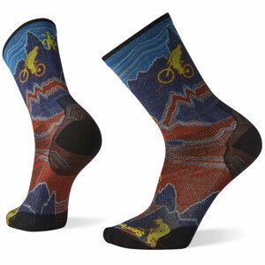 Pánské ponožky Smartwool Performance Cycle Zero Cushion Divide Trail Print Crew Velikost ponožek: 46-49 / Barva: červená/modrá