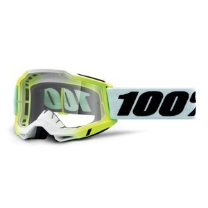 Motokrosové brýle 100% Accuri 2  Dunder bílo-zelená, čiré plexi