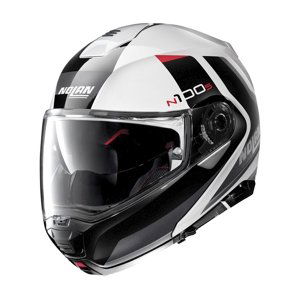 Moto helma Nolan N100-5 Hilltop N-Com P/J  Metal White  S (55-56)