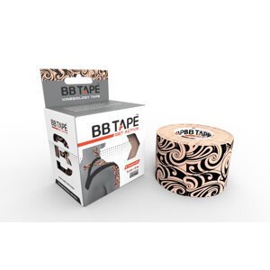 Kineziologický tejp BB Tape s designem tetování - 5mx5cm Barva: hnědá