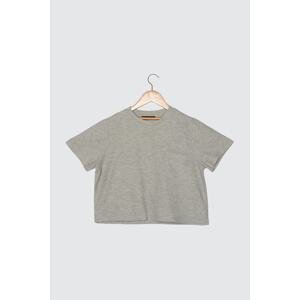 Trendyol Crop Knitted T-Shirt WITH Grey Pocket Detail