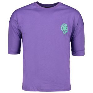 Trendyol Purple Men's Oversize/Wide Cut Crew Neck Short Sleeve Geometric Printed 100% Cotton T-shirt