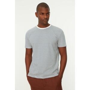 Trendyol Indigo Men's Regular/Regular Cut Short Sleeve Striped T-Shirt