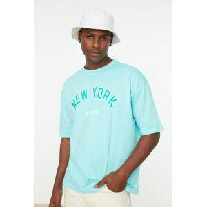 Trendyol Men's Oversize/Wide Cut Crew Neck Short Sleeve City Printed 100% Cotton T-Shirt