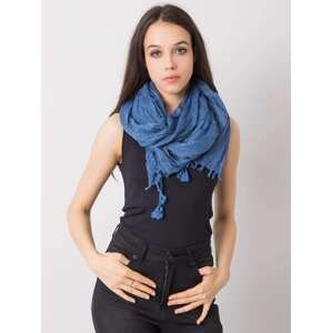 Tmavě modrý dámský šátek s třásněmi