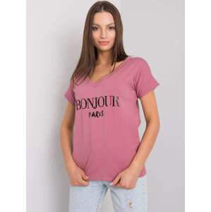 Prašně růžové dámské tričko s potiskem