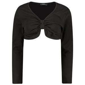 Trendyol Black Super Crop V Neck Knitted Blouse