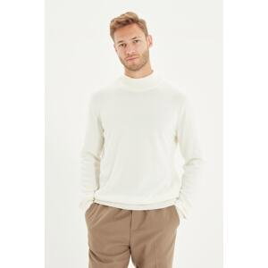 Trendyol Ecru Men's Slim Fit Half Turtleneck 100% Cotton Basic Sweater