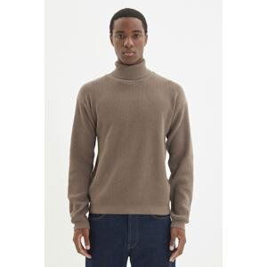 Trendyol Camel Men Oversize Wide Fit Turtleneck Basic Sweater