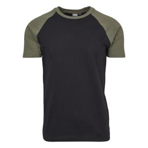 Raglánové kontrastní tričko blk/olivové