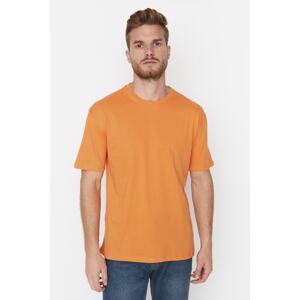 Trendyol Orange Men's Basic 100% Cotton Relaxed/Comfortable cut, Crew Neck Short Sleeved T-Shirt