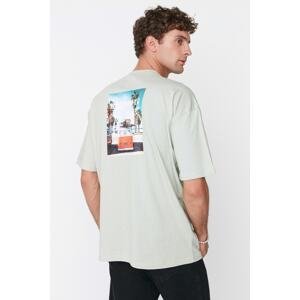 Trendyol Men's Oversize/Wide Cut Crew Neck Short Sleeve Tropical Print 100% Cotton T-Shirt.