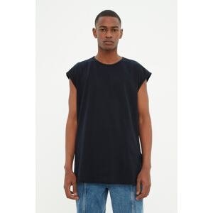 Trendyol Men's Basic Oversize/Wide Cut Crew Neck 1 Cotton Sleeveless T-Shirt/A singlet.