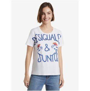 Bílé dámské tričko s nápisem Desigual Desiguales Y Juntos - Dámské