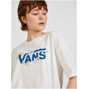 Bílé dámské vzorované tričko VANS - Dámské