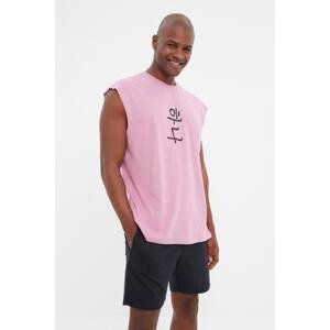 Trendyol Dry Men's Oversize/Wide Cut, Far Eastern Printed Sleeveless 100% Cotton T-Shirt/A singlet.