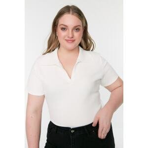 Trendyol Curve White Corded Knitted Blouse