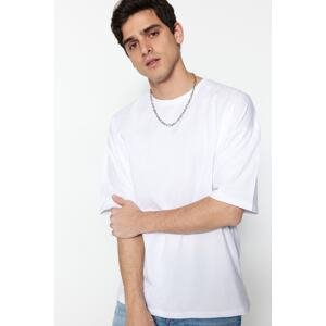 Trendyol White Men's Oversize Basic Crew Neck Short Sleeve 100% Cotton T-Shirt
