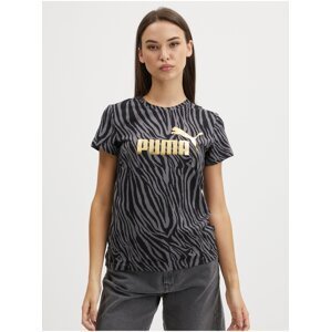 Černé dámské vzorované tričko Puma - Dámské