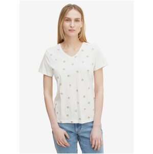 Bílé dámské vzorované tričko Tom Tailor - Dámské