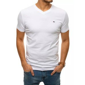 Pánské jednobarevné bílé tričko Dstreet