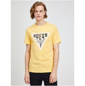 Žluté pánské tričko Guess Rusty - Pánské