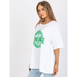 Bílé a zelené oversize tričko s aplikací