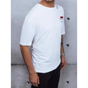 Bílé pánské tričko Dstreet z s potiskem a nášivkami