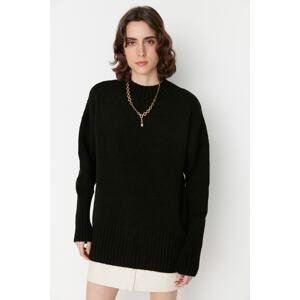 Trendyol Black Wide Fit Soft Textured Basic Knitwear Sweater