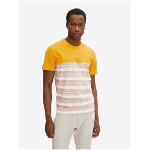 Bílo-oranžové pánské pruhované tričko Tom Tailor - Pánské