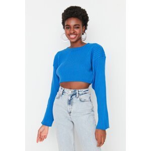 Trendyol Blue Super Crop Basic Knitwear Sweater